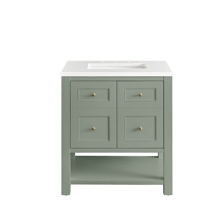 James Martin Vanities Breckenridge 30in Single Vanity, Smokey Celadon w/ 3 CM White Zeus Top 330-V30-SC-3WZ